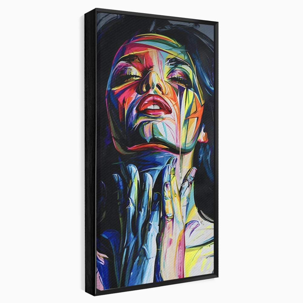 Tablou canvas cu tablou canvas cu femeie stilizata, in rama de aluminiu negru